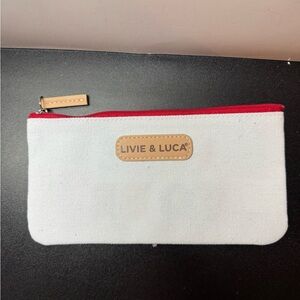 Livie & Luca Canvas Pouch with Red Accent